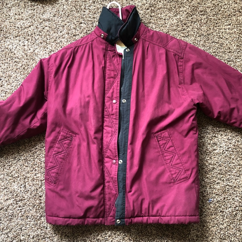 VINTAGE  Middlebrook Park Jacket Womens Medium Maroon Full Zip Snap Windbreaker